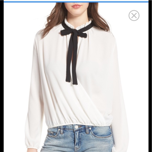 BP Light Cream Tie Blouse Size Small - Picture 4 of 4